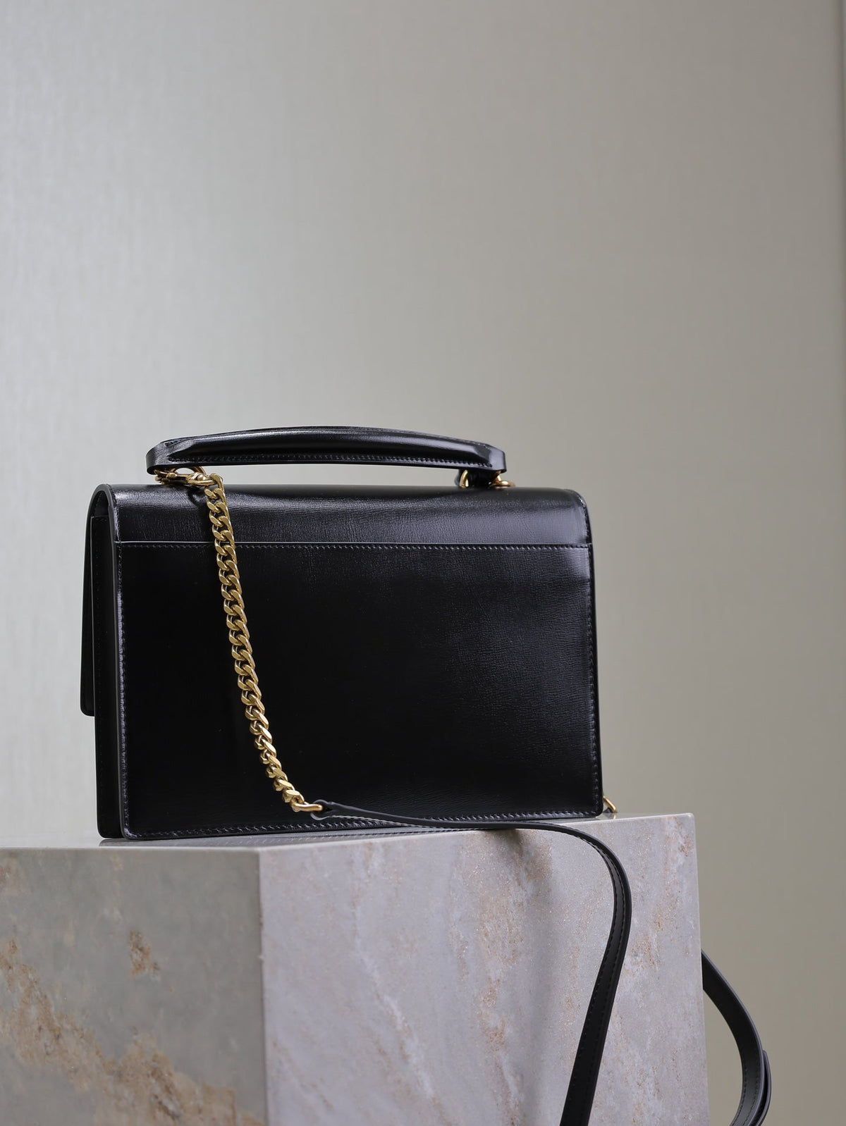 YSL Sunset Handbags 25cm Black Brown Cowhide Suede