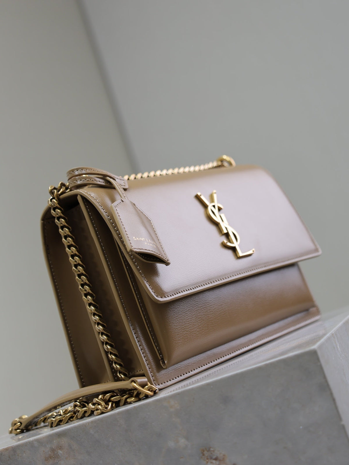YSL Medium Sunset Shoulder Bag 22cm Brown Cowhide GHW
