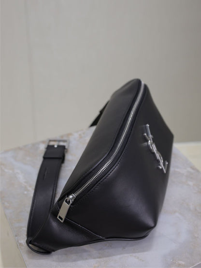 Prada Classic Belt Bag 25cm Black Lamskin Sliver HW