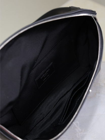 Prada Classic Belt Bag 25cm Black Lamskin Sliver HW