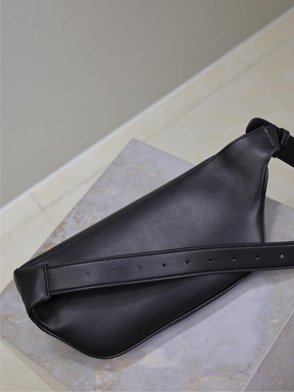 Prada Classic Belt Bag 25cm Black Lamskin Sliver HW