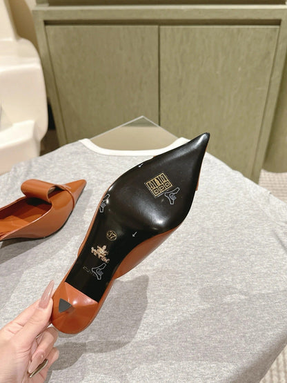 PRA 2026S High Heel Mule 80 Tan Brown Sheepskin 657667