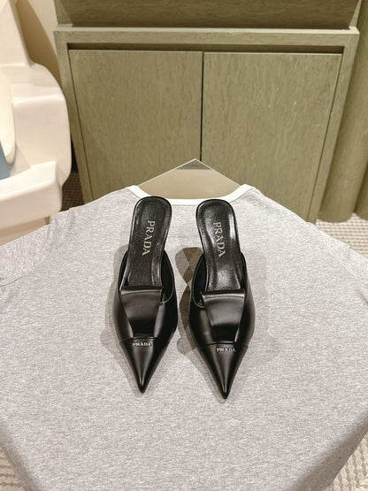 PRA 2026S High Heel Mule 80 Black Sheepskin 657665