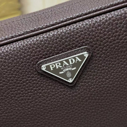 Prada 2026 Shoulder Bag 25cm Black Brown Grained Leather