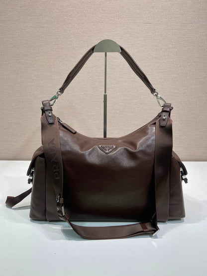 Prada 2026 Explore Bag 43cm Black and Brown Calfskin 351855