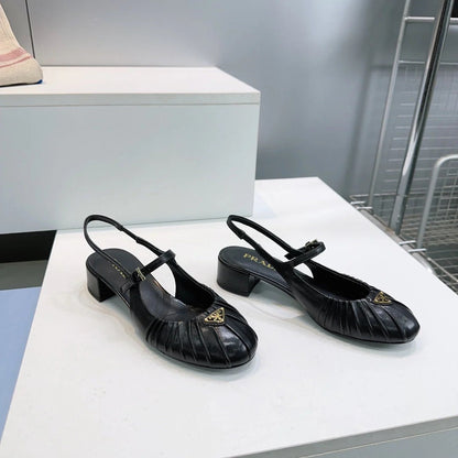 PRA 26S Slingback Flats Black Sheepskin 628700