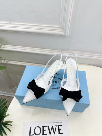 PRA 26S Pointed-Toe Slingback 75 White Mesh Sheepskin 631962
