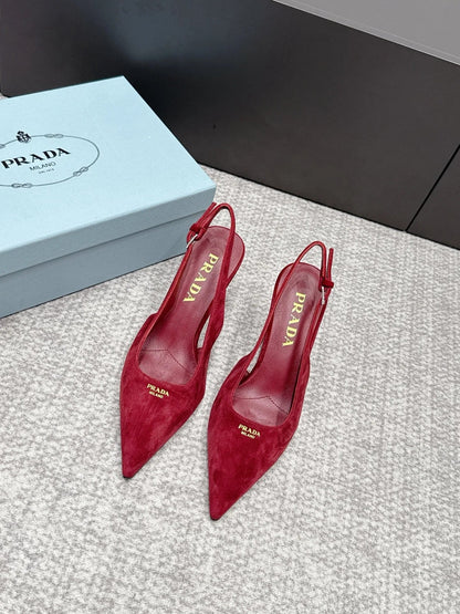 Prada 2026 Slingback 75mm Suede Lambskin 855691