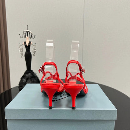 Prada Heeled Sandal 60mm Red Sheepskin 699234