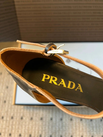 PRA 26S High-Heeled Sandals 75 Black Brown Cowhide 627444