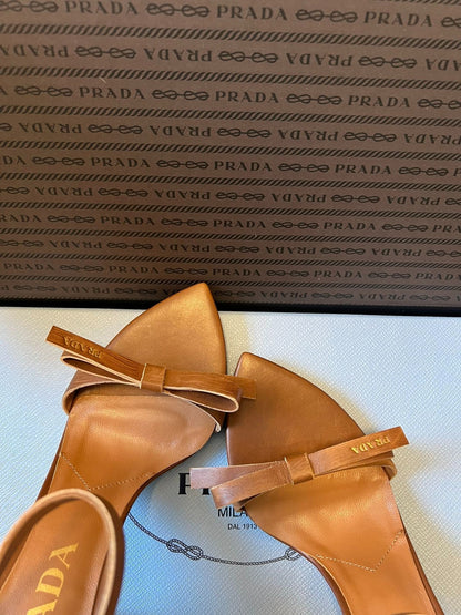 PRA 26S High-Heeled Sandals 75 Camel Brown Cowhide 627443