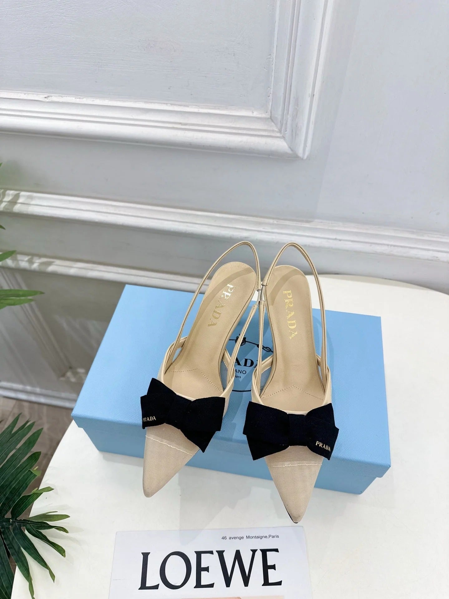 PRA 26S Pointed-Toe Slingback 75 Beige Mesh Sheepskin 631963