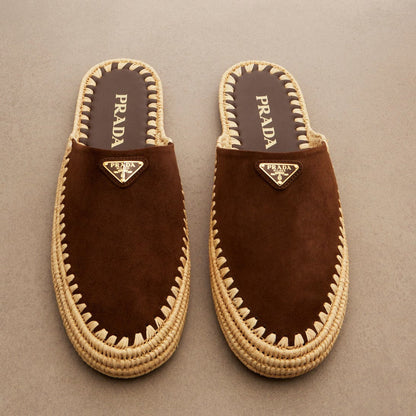 Prada 26s Mules Cocoa Brown Suede