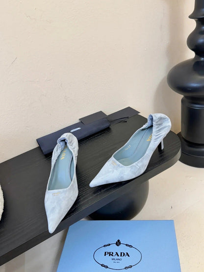 PRA 26S Pointed Toe Low Heels 60 Baby Blue Suede 627412
